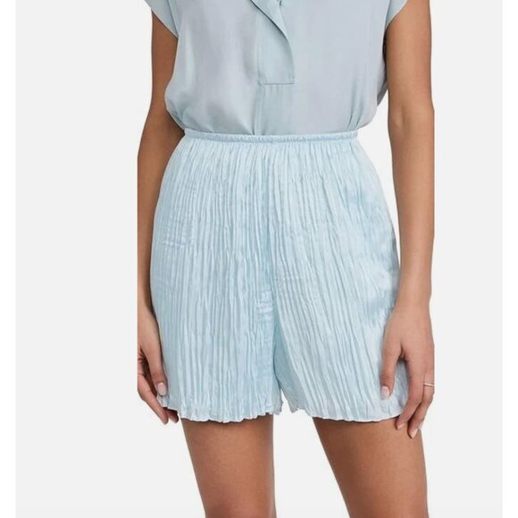 VINCE. Crushed Pleat Shorts In Sky Blue XXS